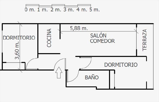 Kerros 2 makuuhuonetta, 1 kylpyhuone.  57m2, Autotalli ja varasto, Torrevieja (Alicante)