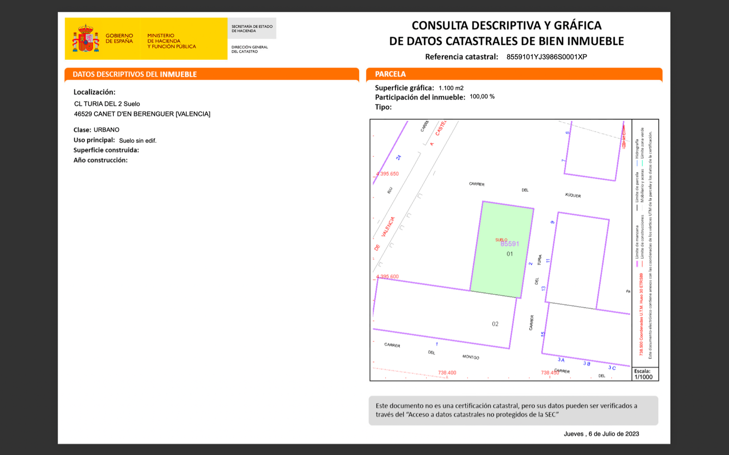 VENTA SOLAR EN APORTACIÓN